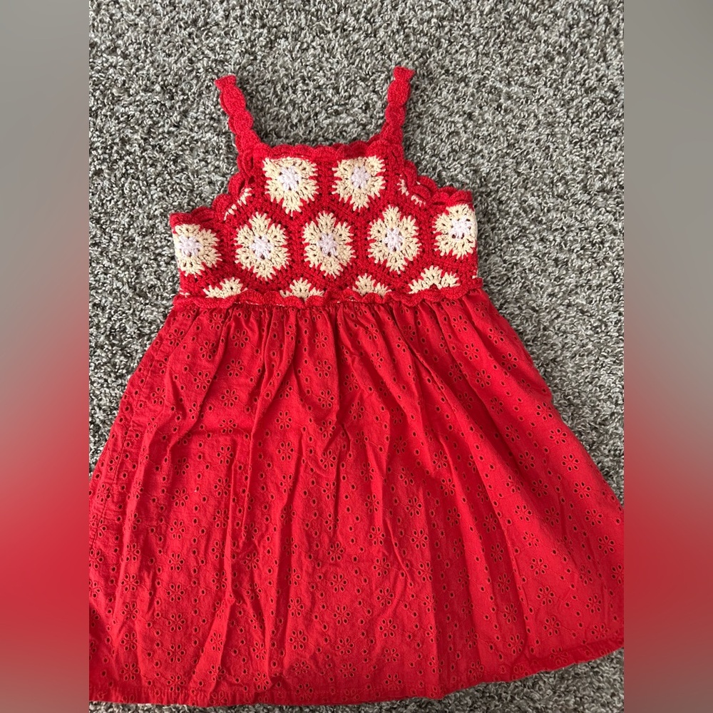 Red Floral Kids Dress
